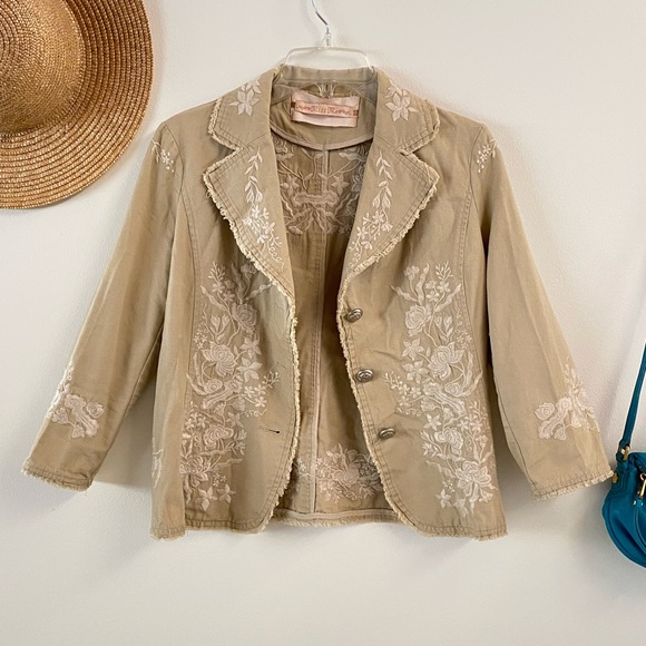 MISS ME Blazer Jacket Floral Embroidery Large - Picture 9 of 10